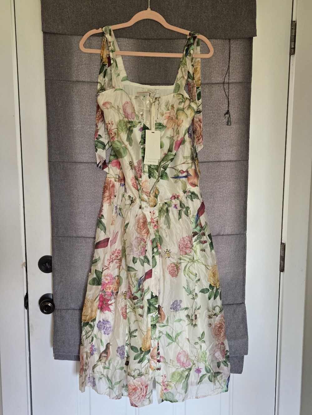 Lucky & Coco Shoulder Midi Dress in Cream Small NEW No Belt